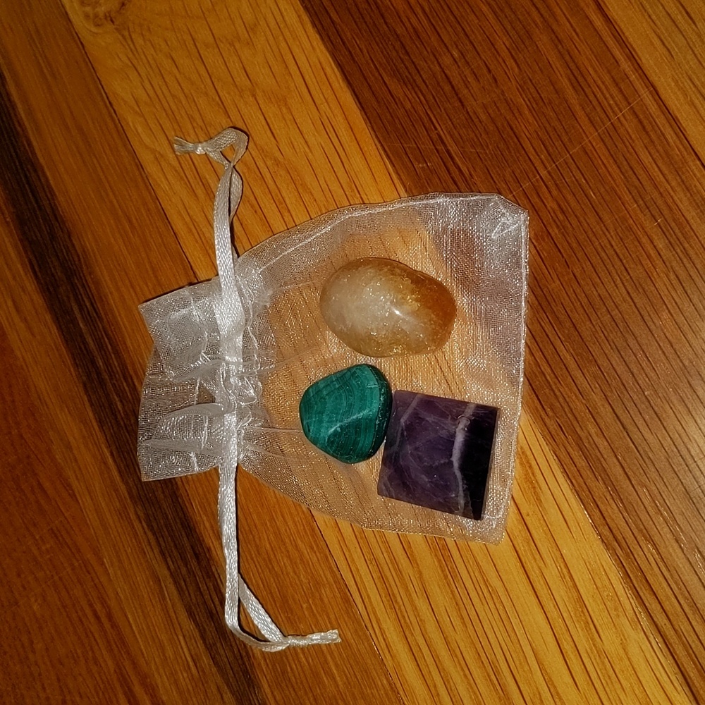 Crystals (3) citrine, amethyst and malachite